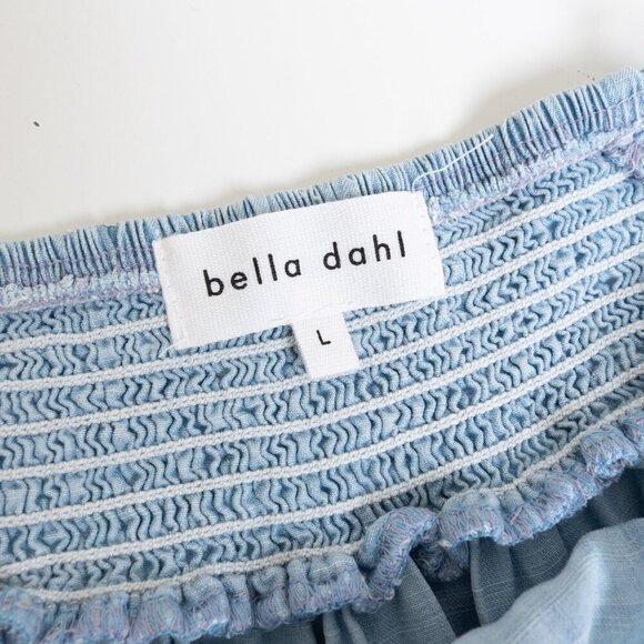 ✨ Bella Dahl Blue Chambray Dress 100 % Lyocell Smocked Back A-Line Summer - Picture 4 of 14